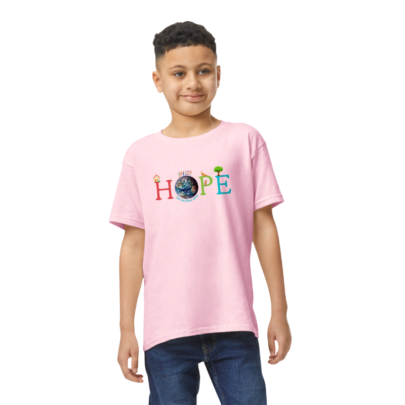 Youth “HOPE Here On Planet Earth” T-Shirt in Pink