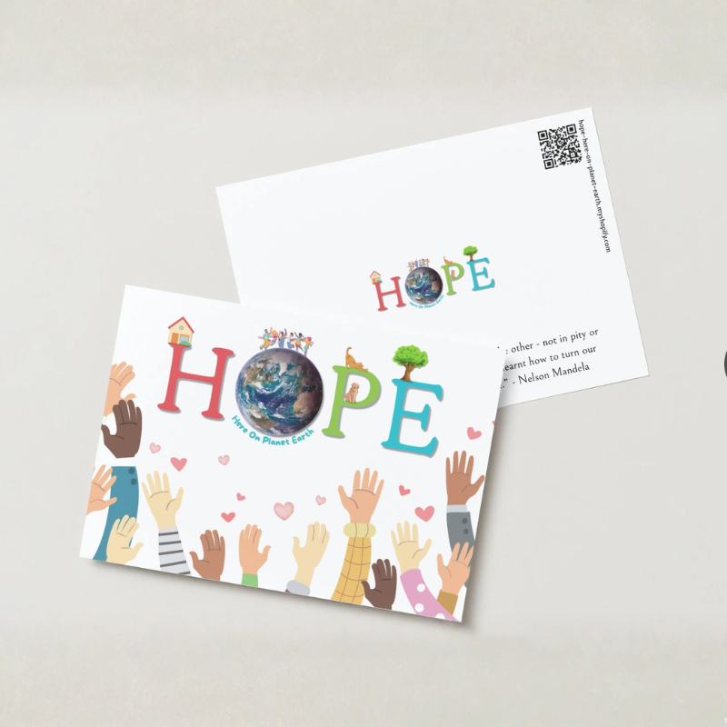 HOPE – Here On Planet Earth Boxed Greeting Card Set 10 Cards with White Envelopes | 7” x 5” Plus Bonus