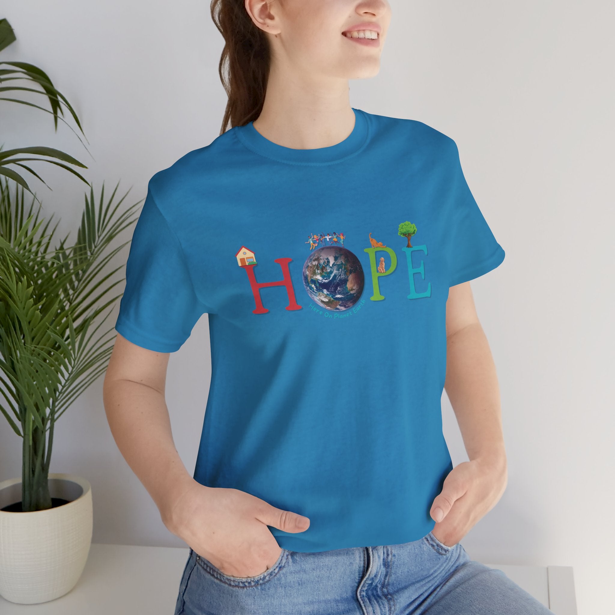 HOPE Tee - Here On Planet Earth in Aqua