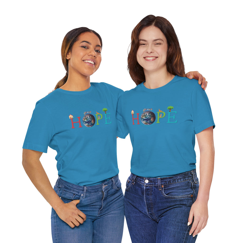 HOPE Tee - Here On Planet Earth in Aqua