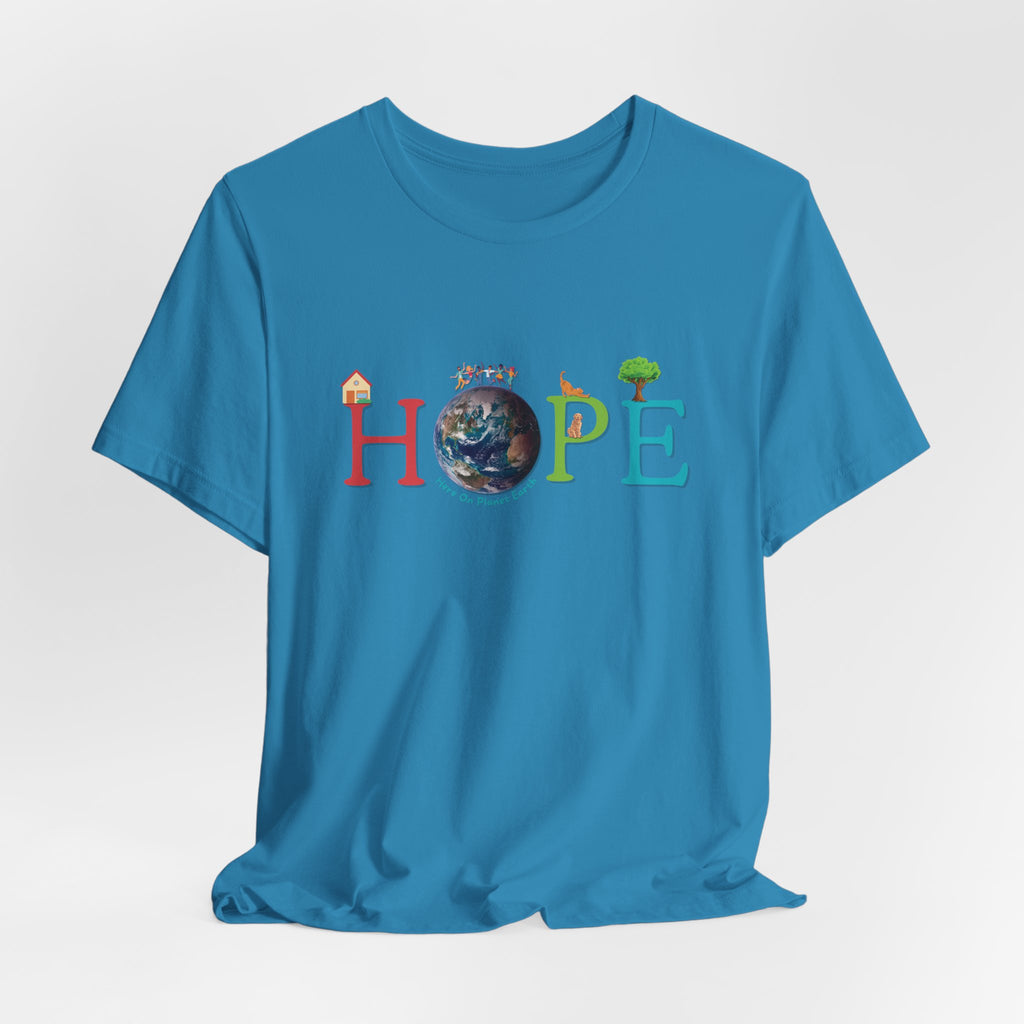HOPE Tee - Here On Planet Earth in Aqua