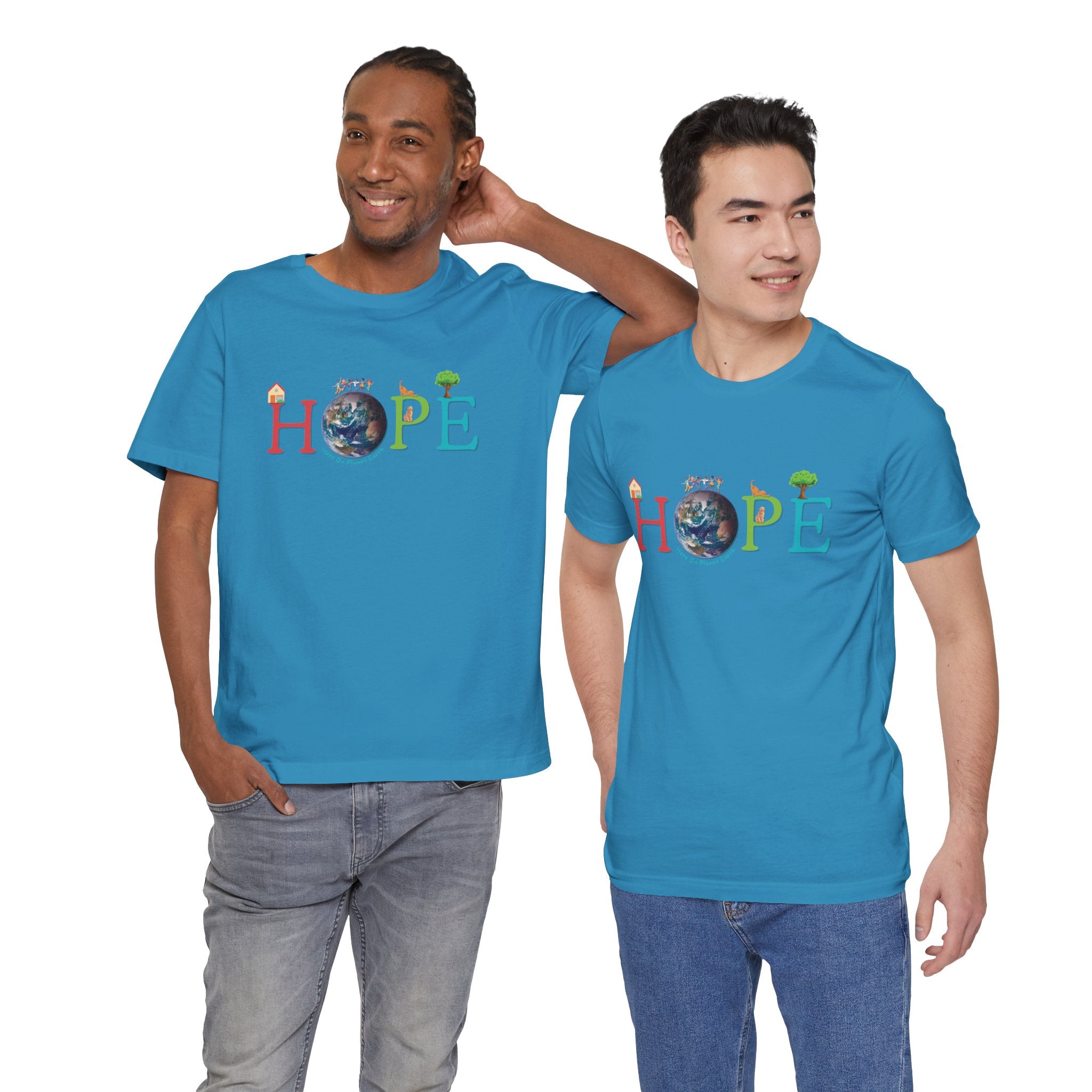 HOPE Tee - Here On Planet Earth in Aqua