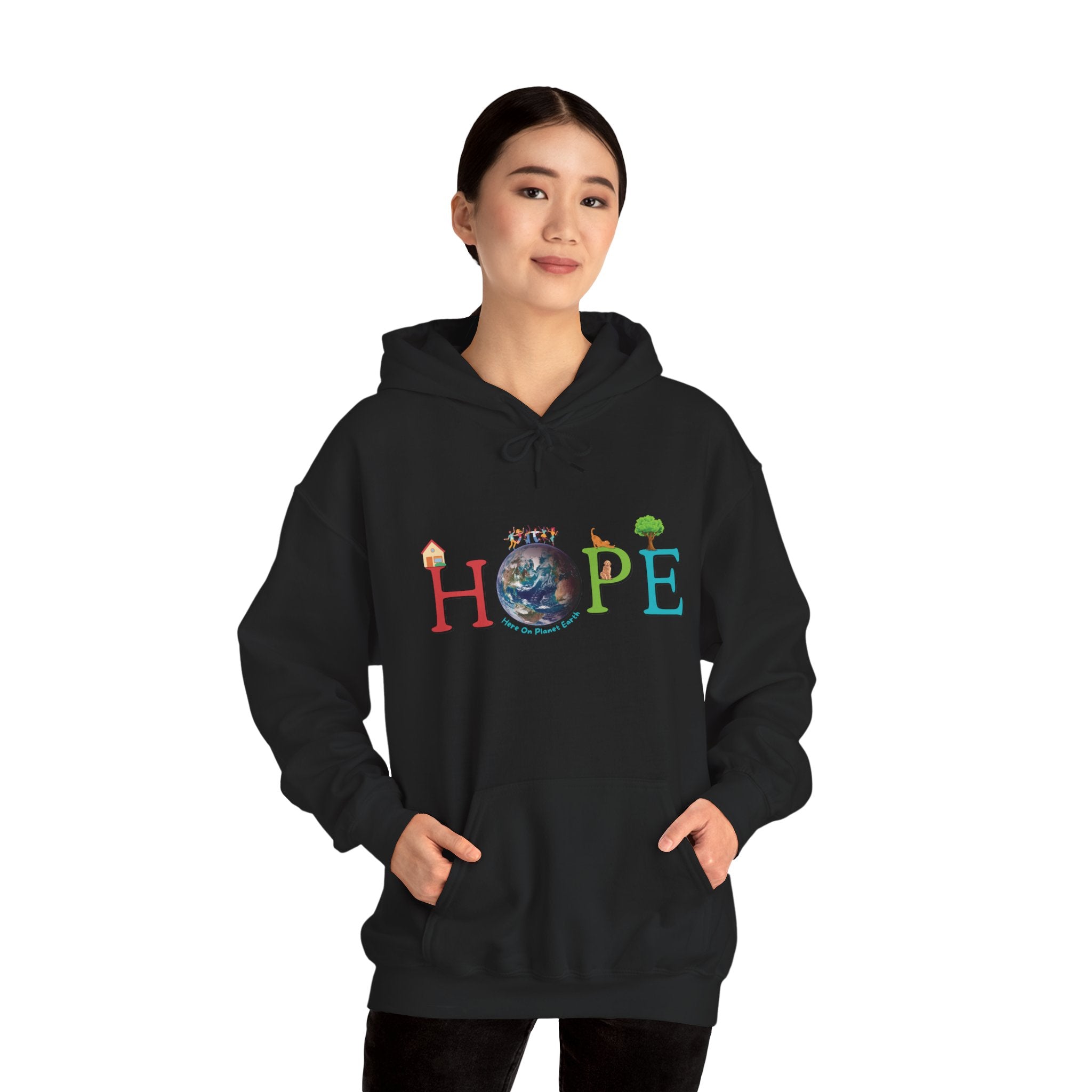HOPE Hoodie - Here On Planet Earth in Black