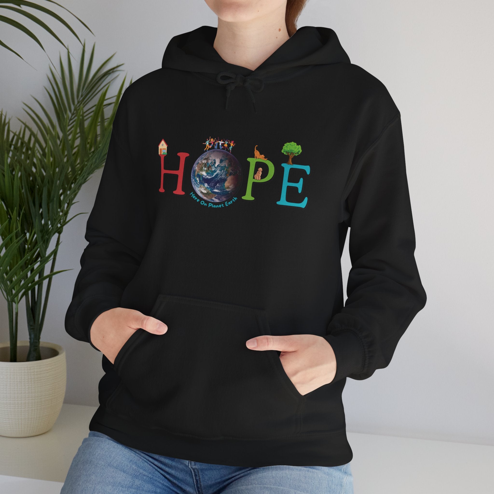 HOPE Hoodie - Here On Planet Earth in Black