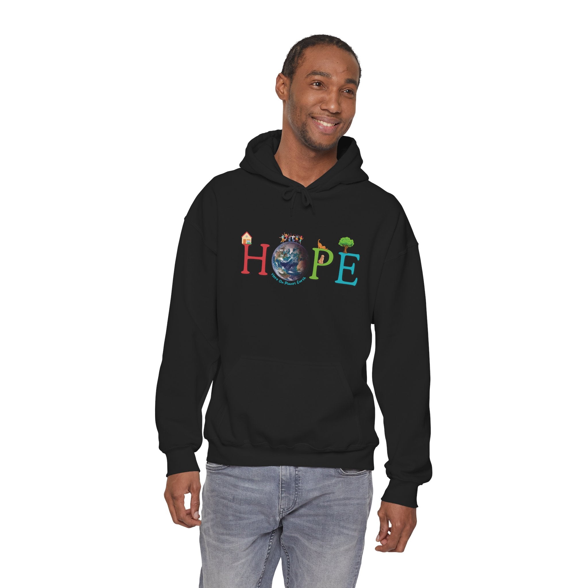 HOPE Hoodie - Here On Planet Earth in Black