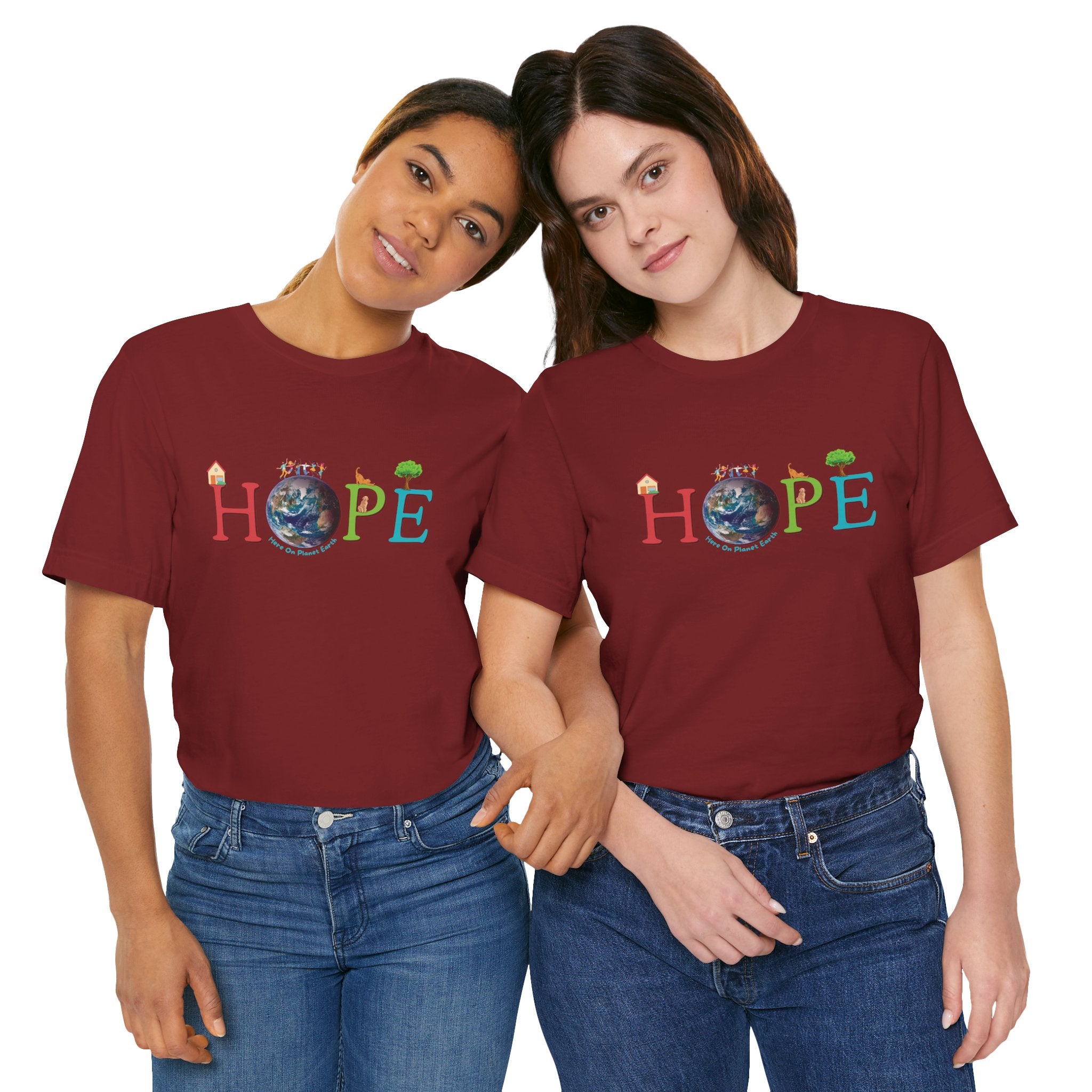 HOPE Tee - Here On Planet Earth in Cardinal Red