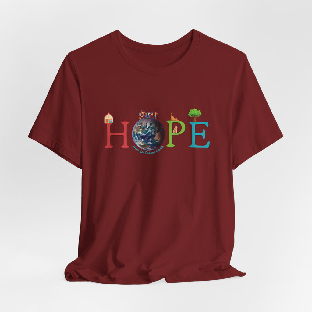 HOPE Tee - Here On Planet Earth in Cardinal Red