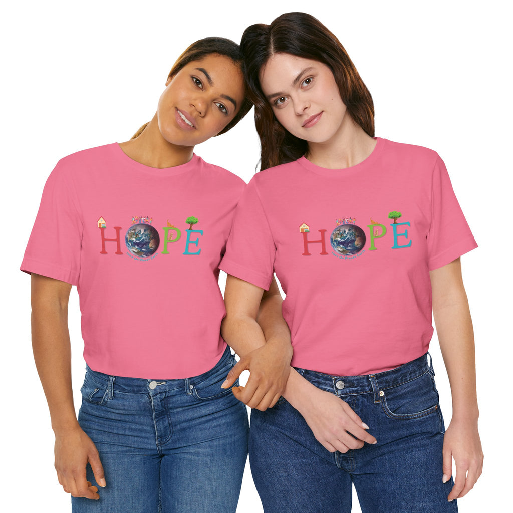 HOPE Tee - Here On Planet Earth in Charity Pink