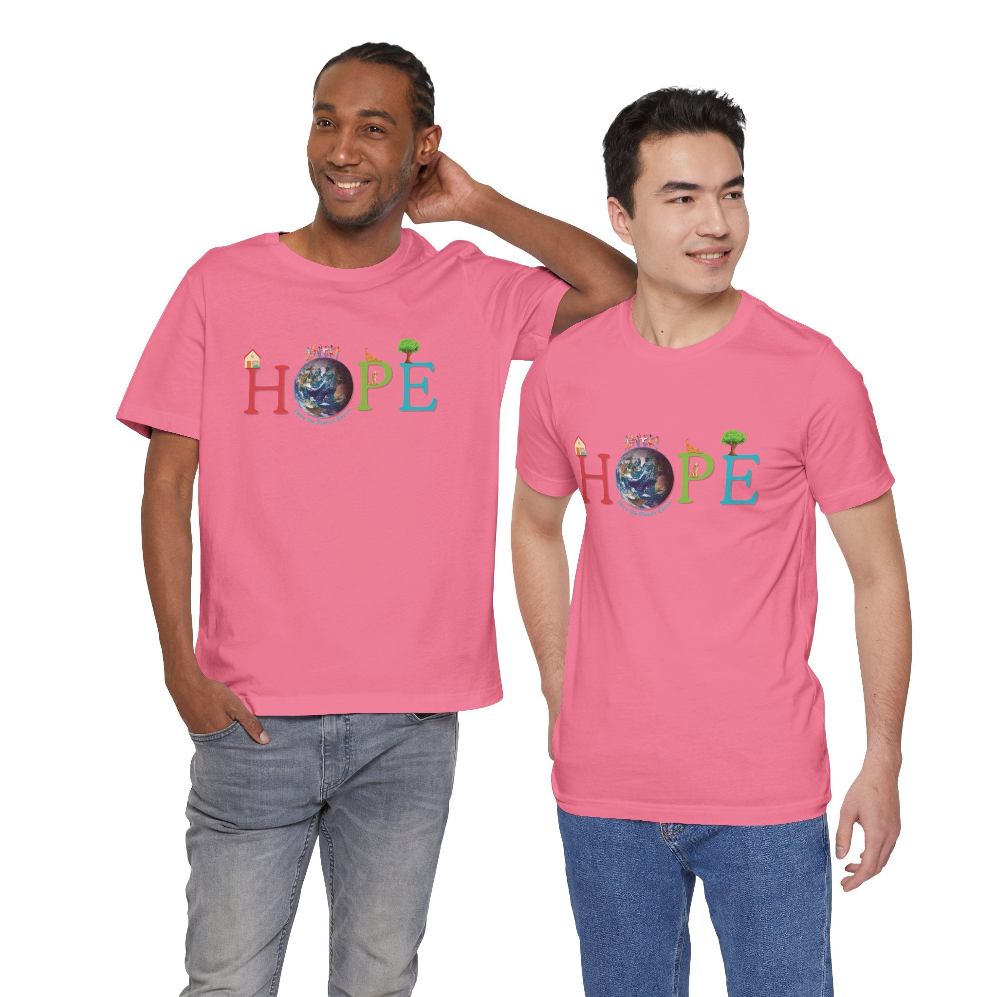 HOPE Tee - Here On Planet Earth in Charity Pink