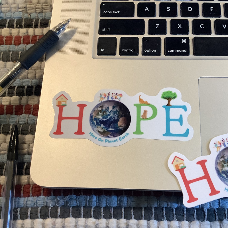 HOPE – Here On Planet Earth Boxed Greeting Card Set 10 Cards with White Envelopes | 7” x 5” Plus Bonus