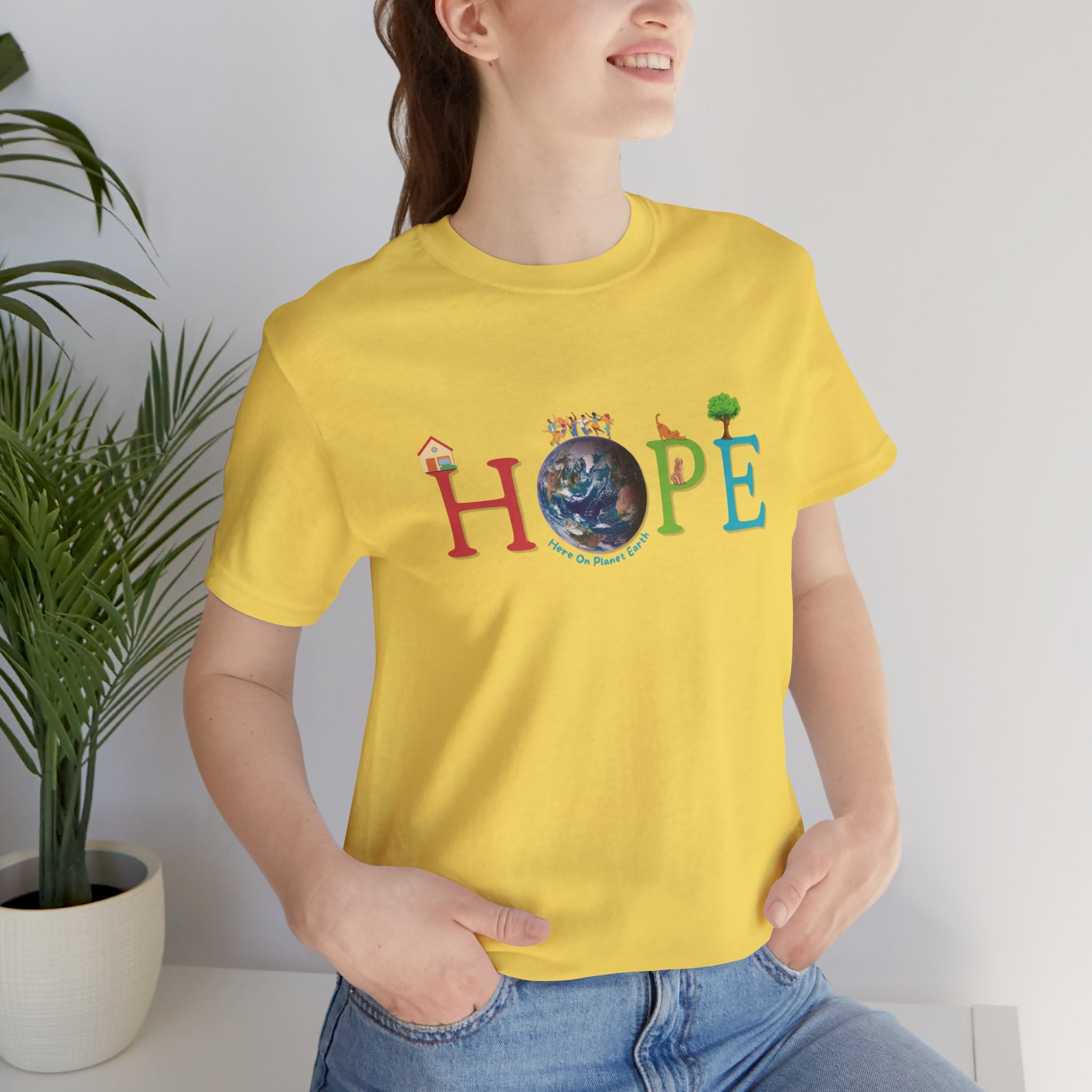 HOPE Tee - Here On Planet Earth in Maize Yellow