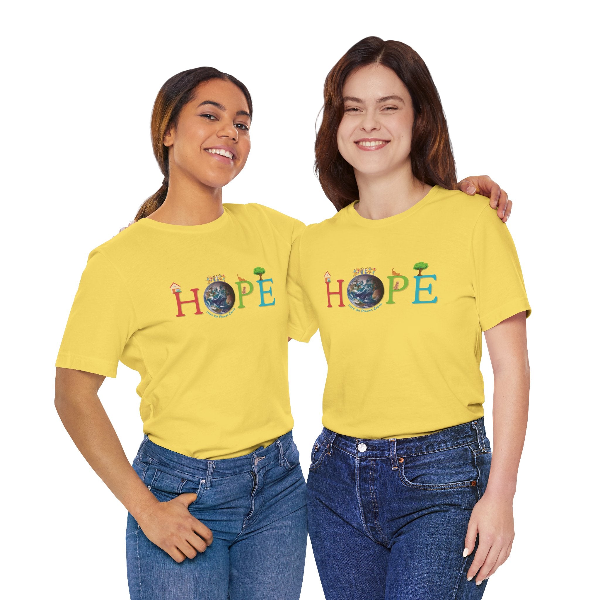 HOPE Tee - Here On Planet Earth in Maize Yellow