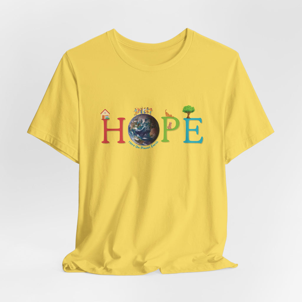 HOPE Tee - Here On Planet Earth in Maize Yellow