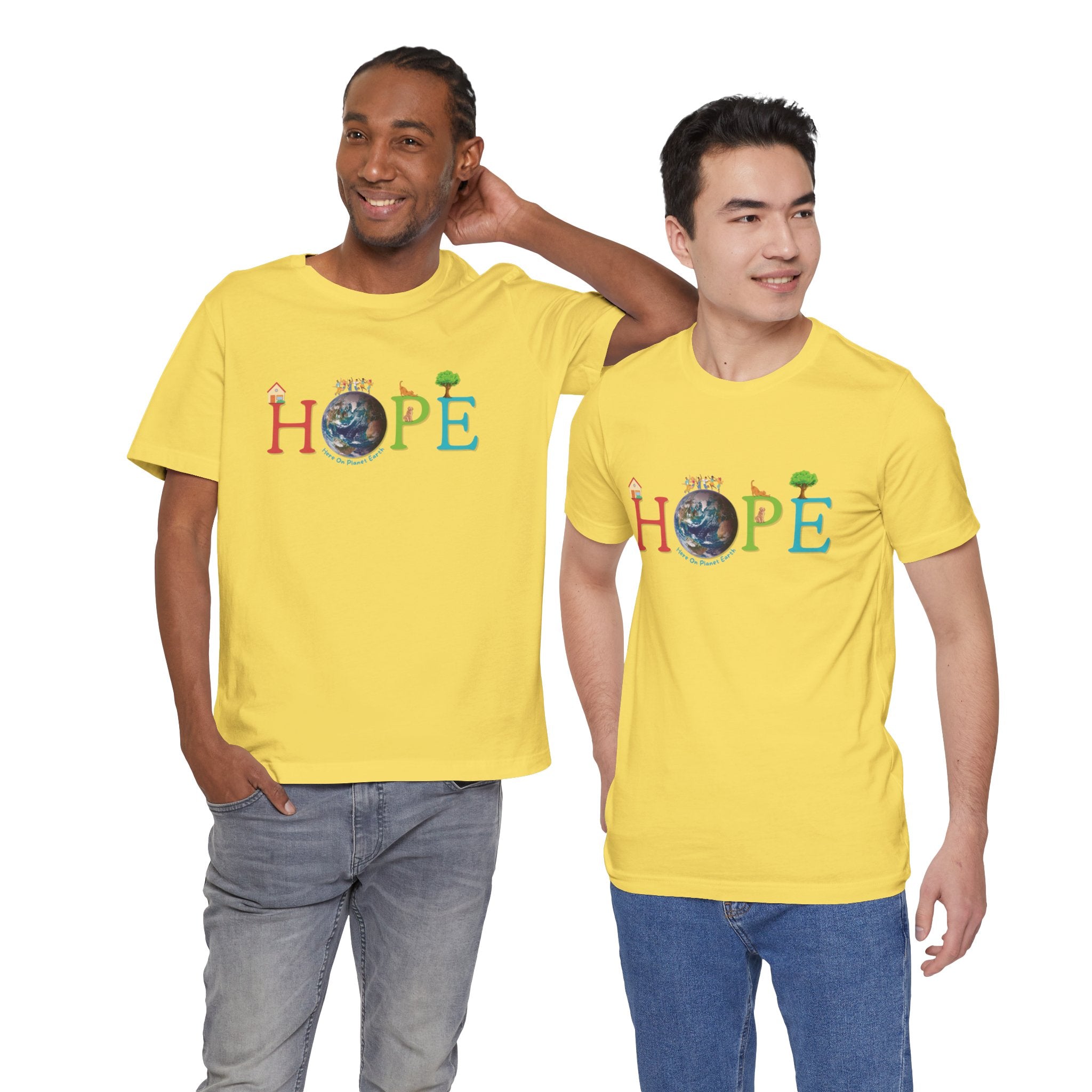 HOPE Tee - Here On Planet Earth in Maize Yellow