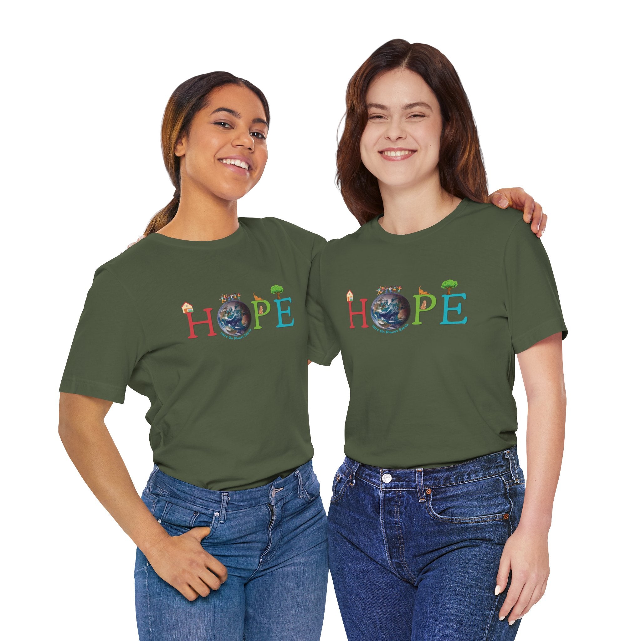 HOPE Tee - Here On Planet Earth in Military Green