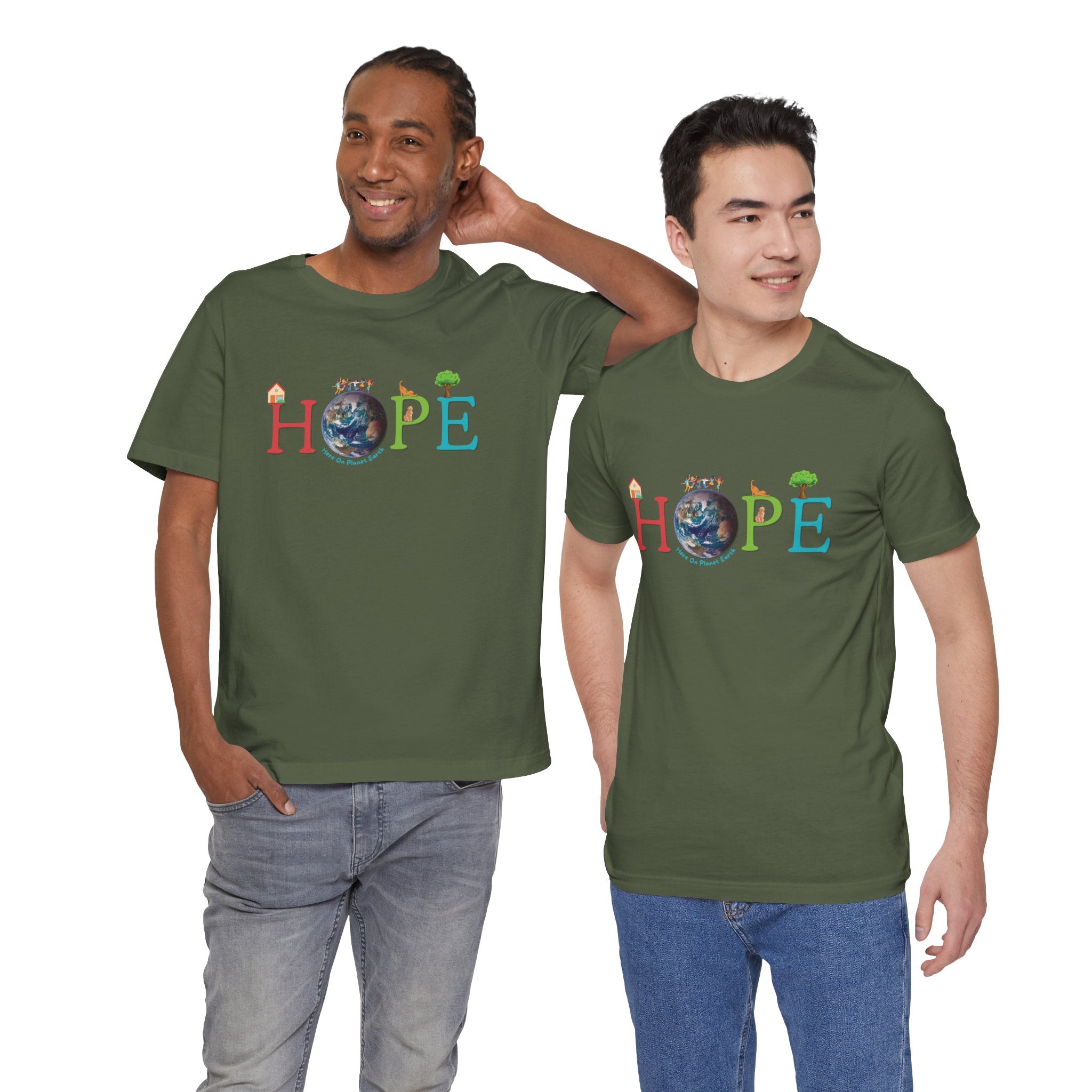 HOPE Tee - Here On Planet Earth in Military Green