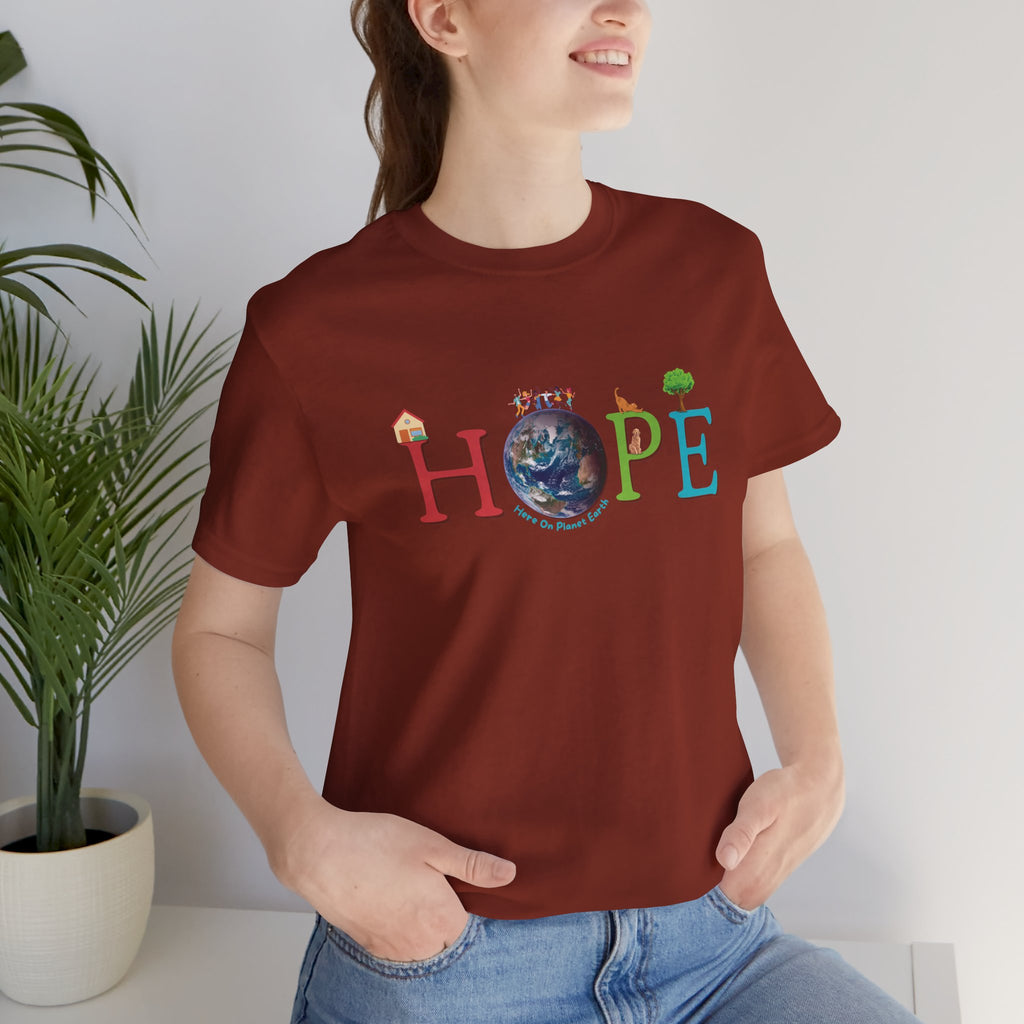 HOPE Tee - Here On Planet Earth in Rust