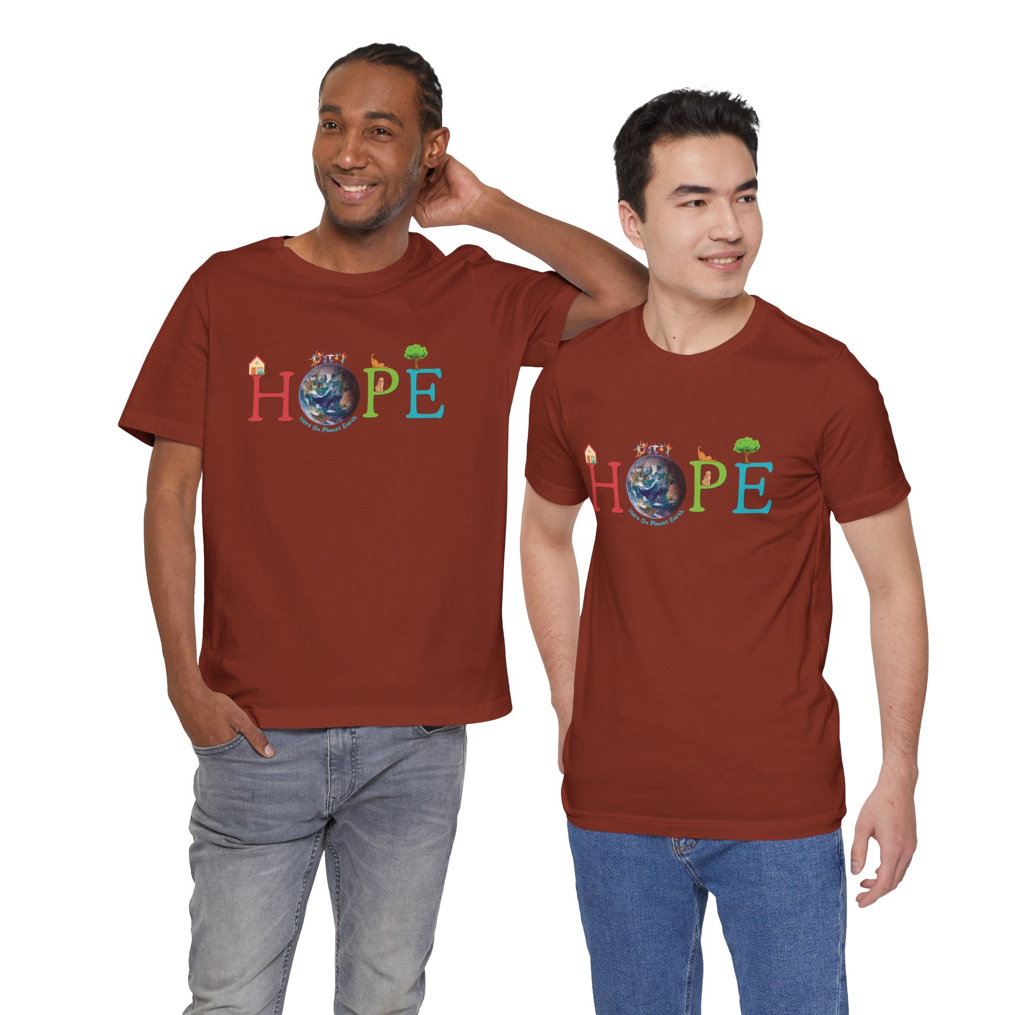 HOPE Tee - Here On Planet Earth in Rust