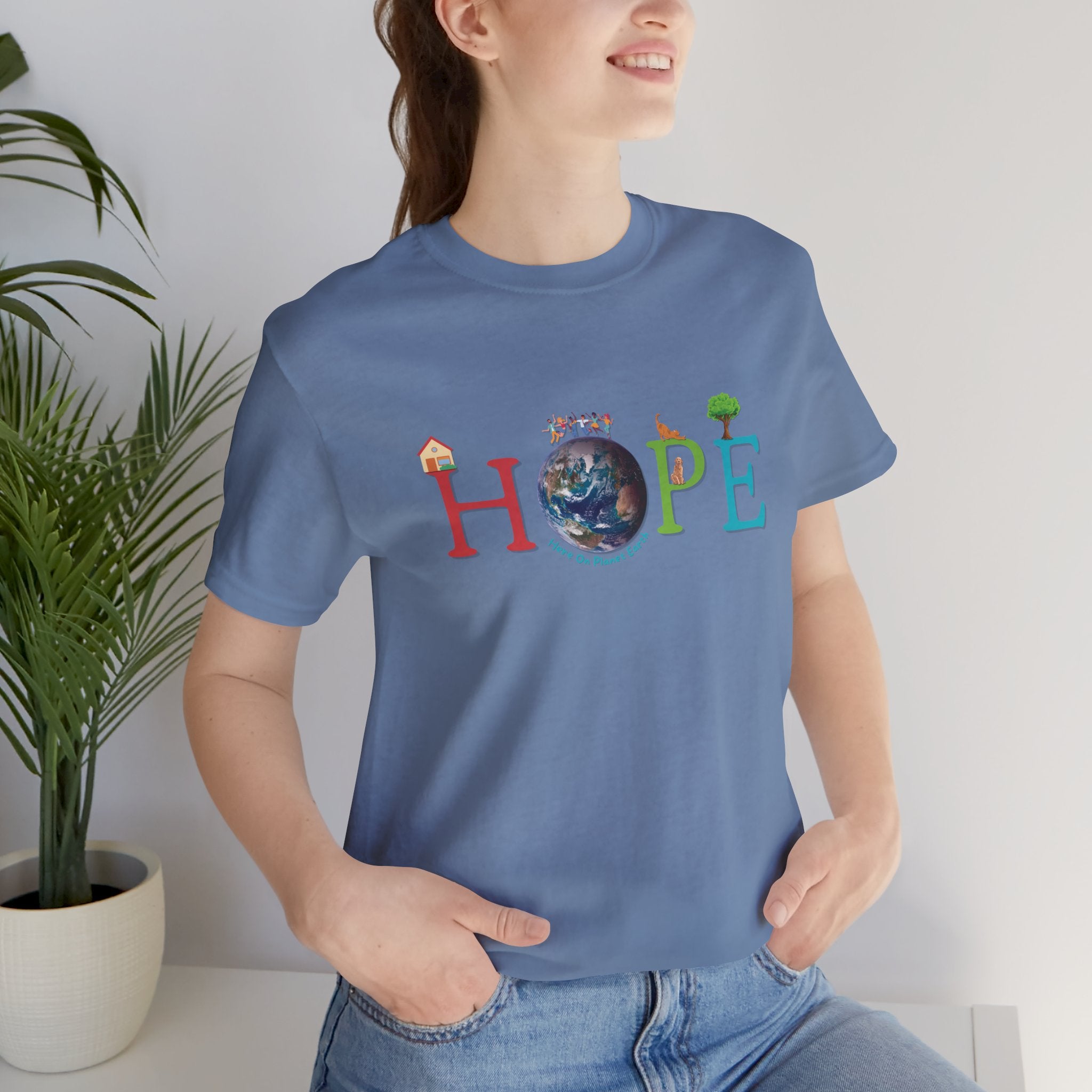 HOPE Tee - Here On Planet Earth in Steel Blue