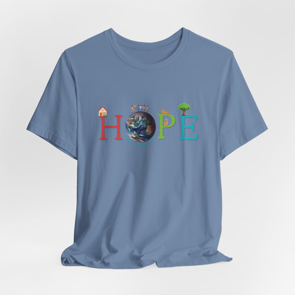 HOPE Tee - Here On Planet Earth in Steel Blue
