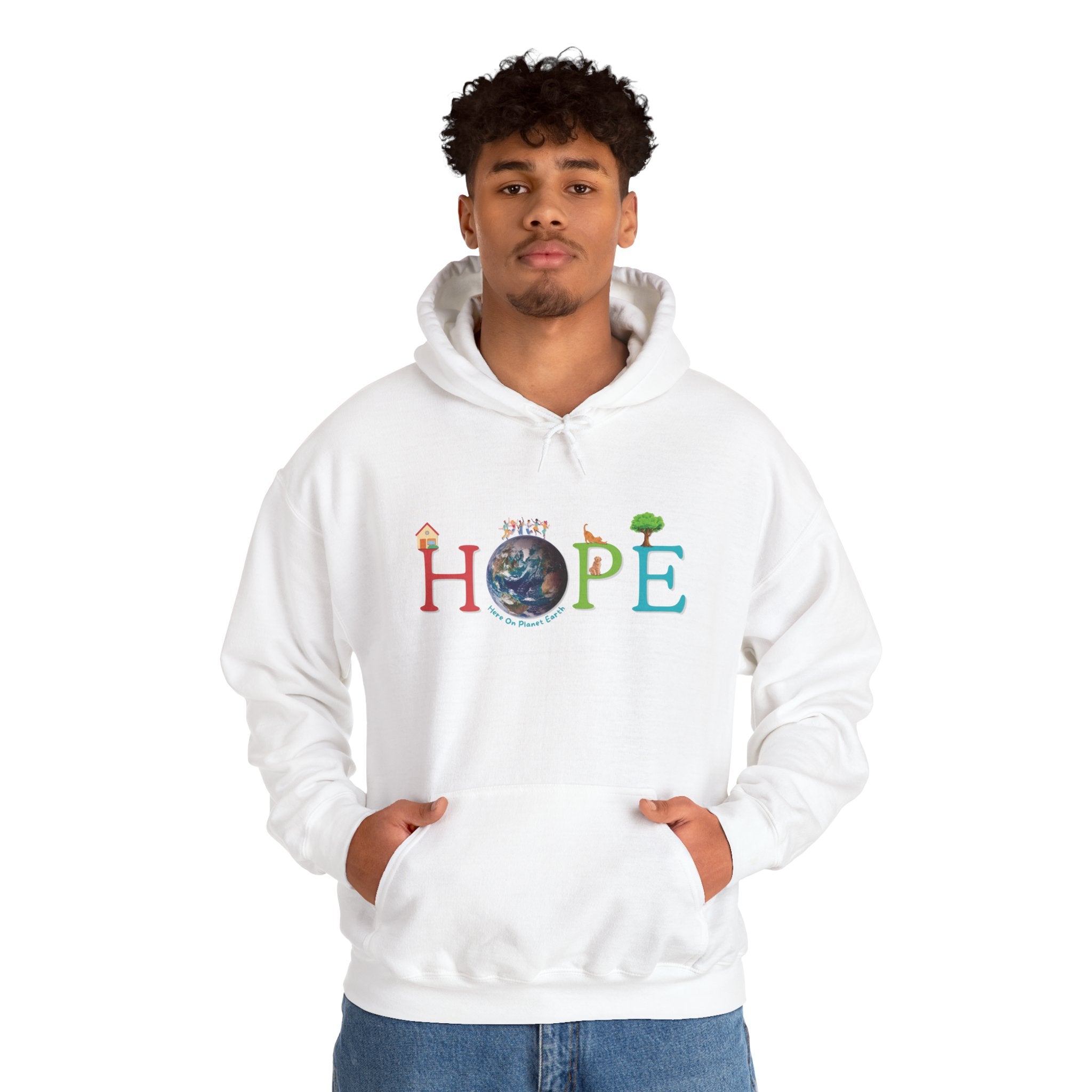 HOPE Hoodie - Here On Planet Earth in White