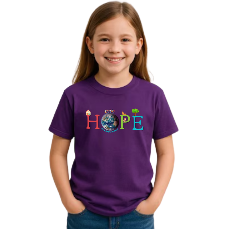 Youth “HOPE Here On Planet Earth” T-Shirt in Purple