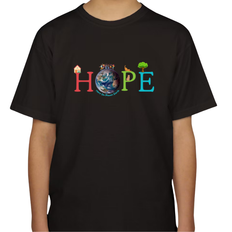 Youth “HOPE Here On Planet Earth” T-Shirt in Black
