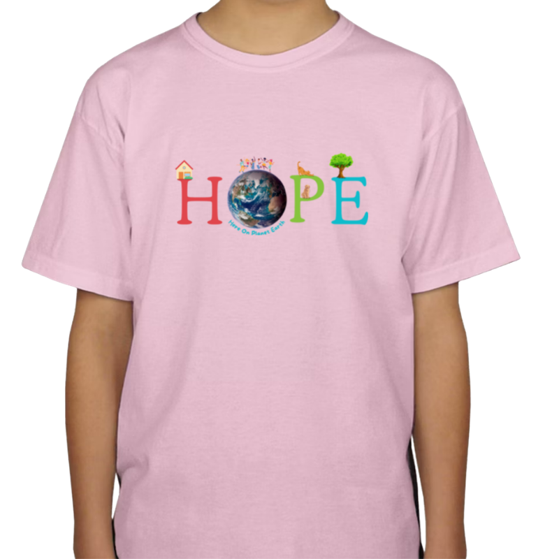 Youth “HOPE Here On Planet Earth” T-Shirt in Pink