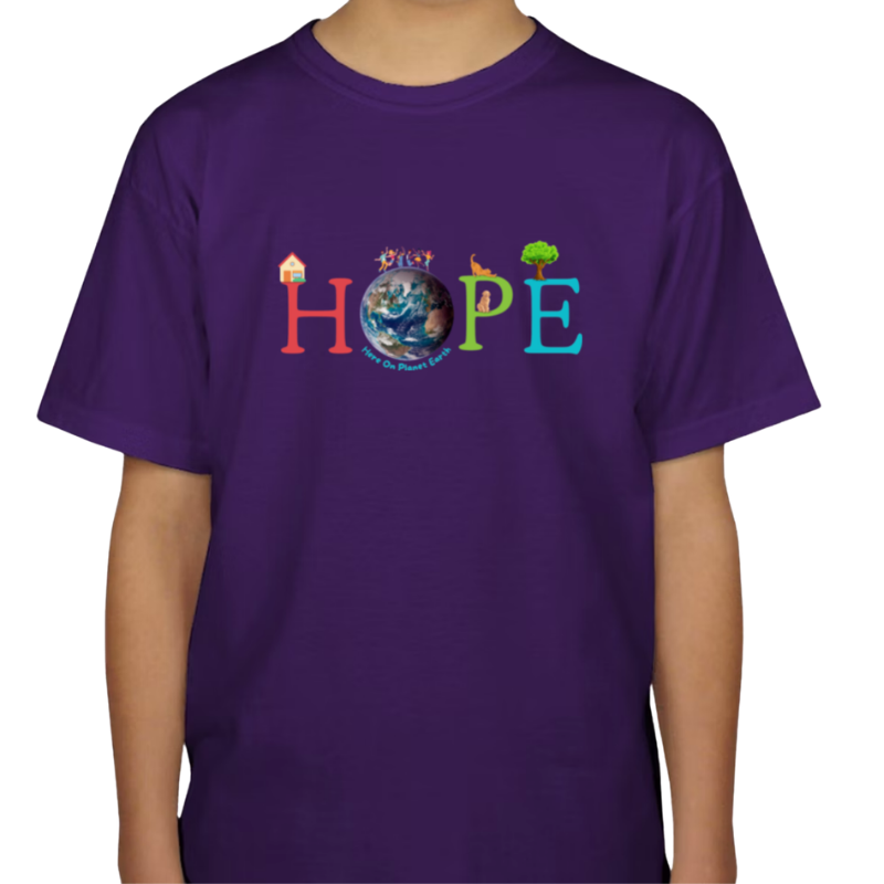 Youth “HOPE Here On Planet Earth” T-Shirt in Purple