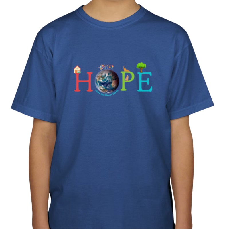 Youth “HOPE Here On Planet Earth” T-Shirt in Royal Blue